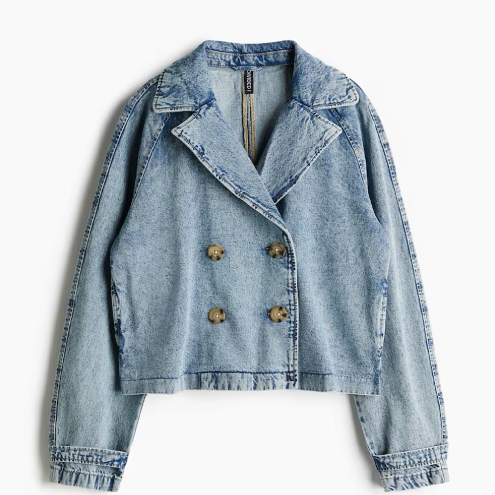 H&M Light Blue Double-Breasted Denim Jacket